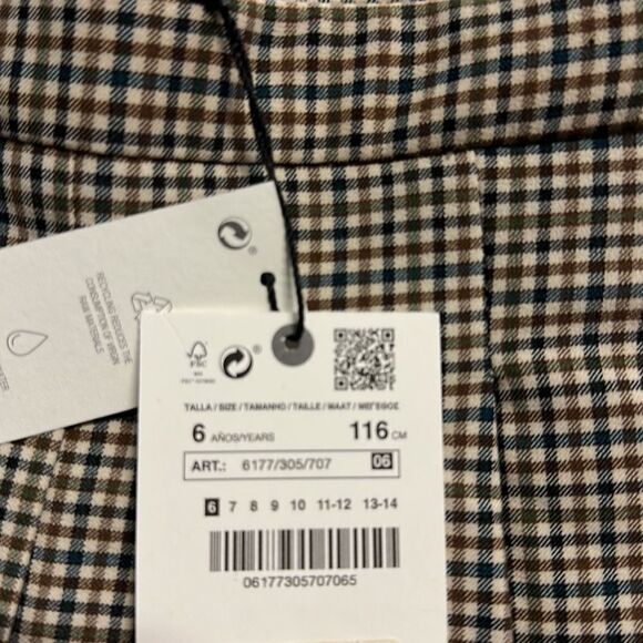 ZARA Kids | Taupe Brown | PLAID BOX PLEAT SKIRT - Picture 6 of 9